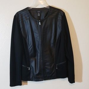 Alfani XL Black Mixed Media Faux Leather Jacket